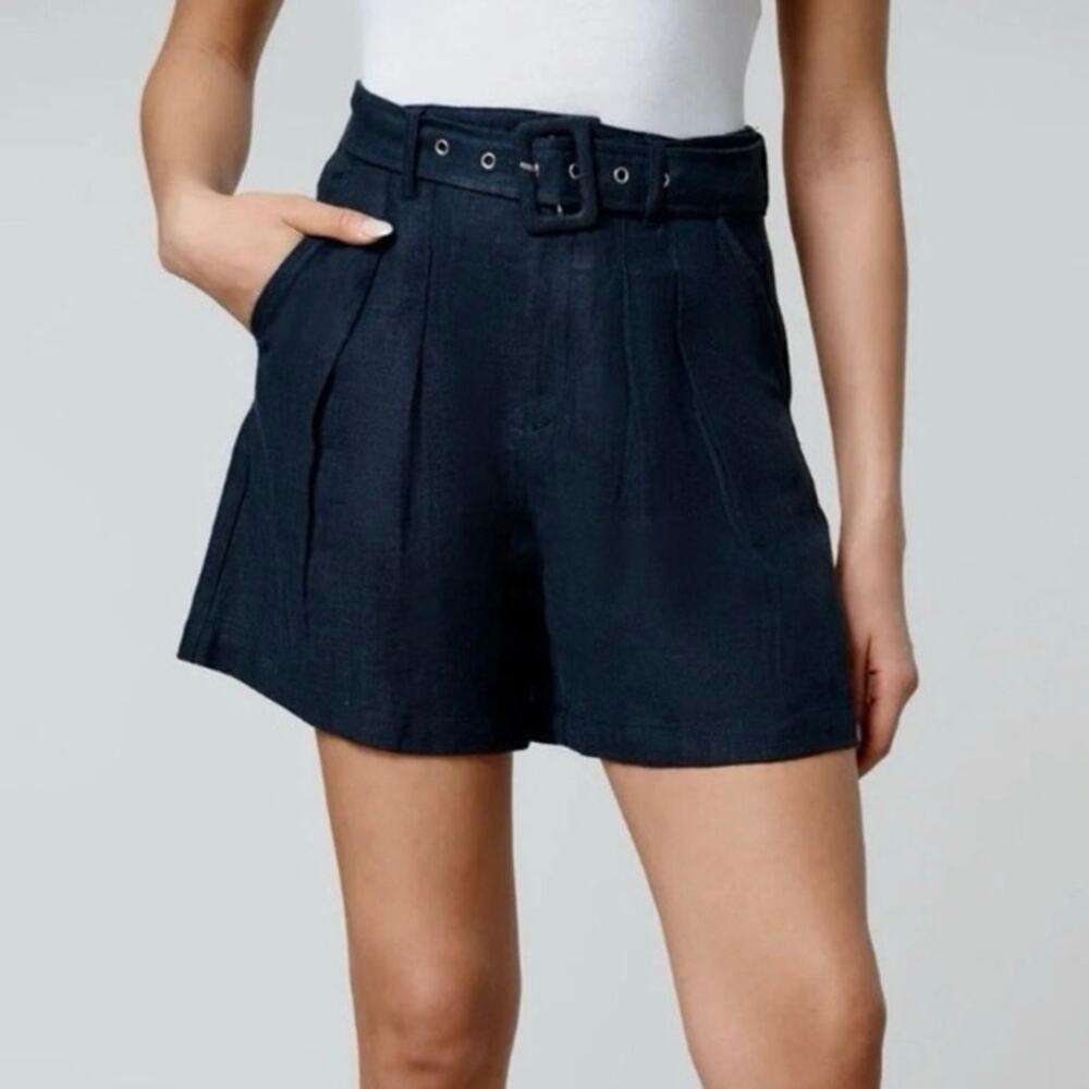 Blank NYC Set Sail  Shorts Women's Size 26 Navy Blue Linen High Rise